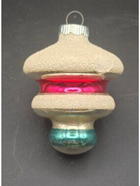 Vintage Shiny Brite Atomic Lantern or UFO Tornado Christmas Ornament Heavy Mica